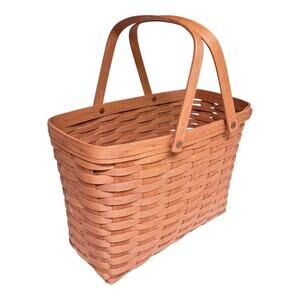 Longaberger Market Basket 80s Large 15.5" Picnic Storage 2 Handles Made USA Vtg
